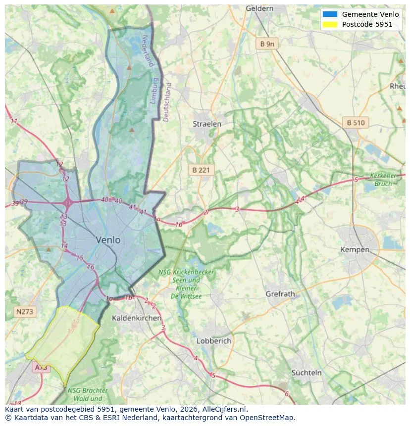 Mapa de códigos postales para 5951