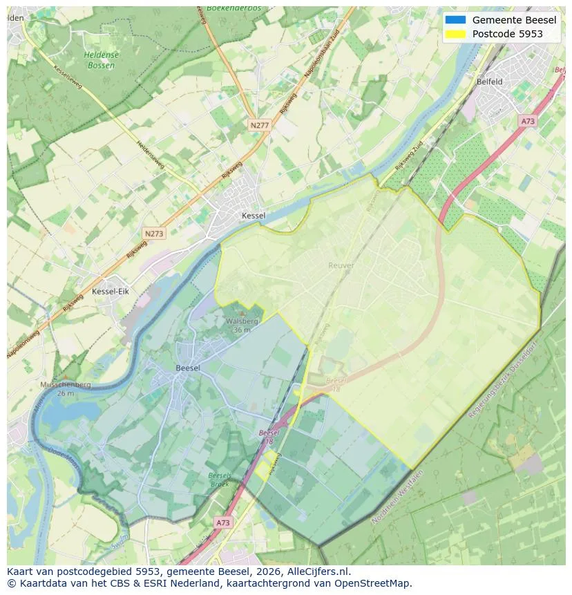 Postcodekaart voor 5953