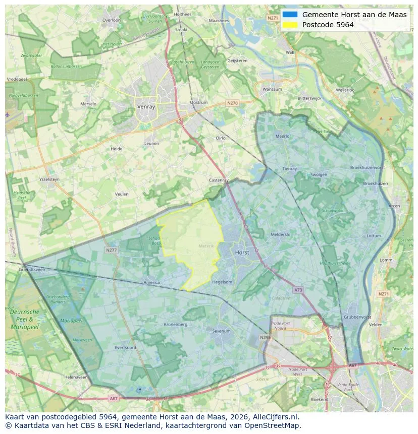 Postcodekaart voor 5964