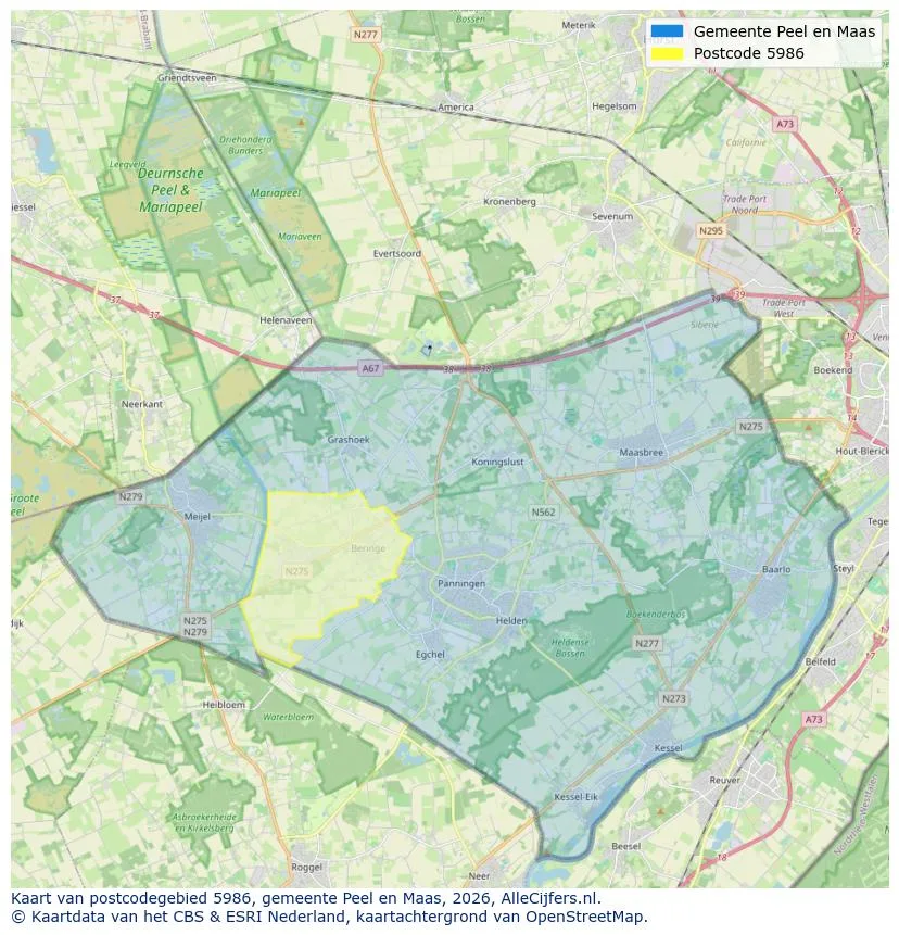 Postcode map for 5986