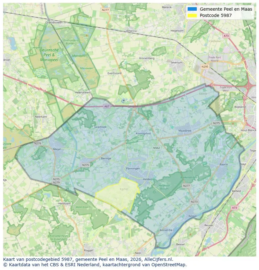 Mapa de códigos postales para 5987