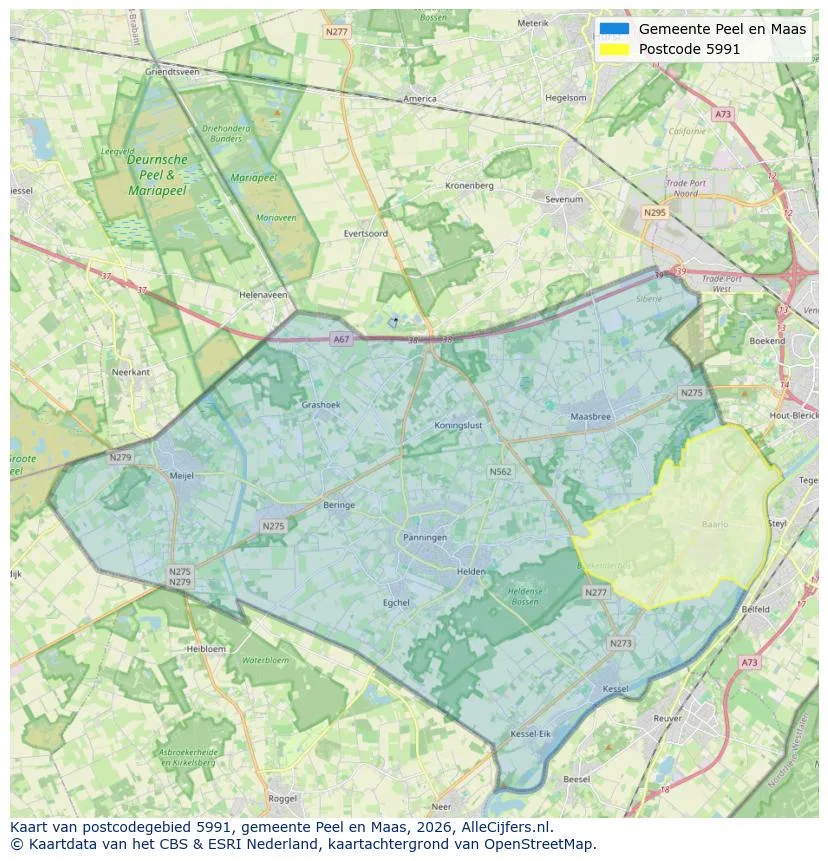Mapa de códigos postales para 5991