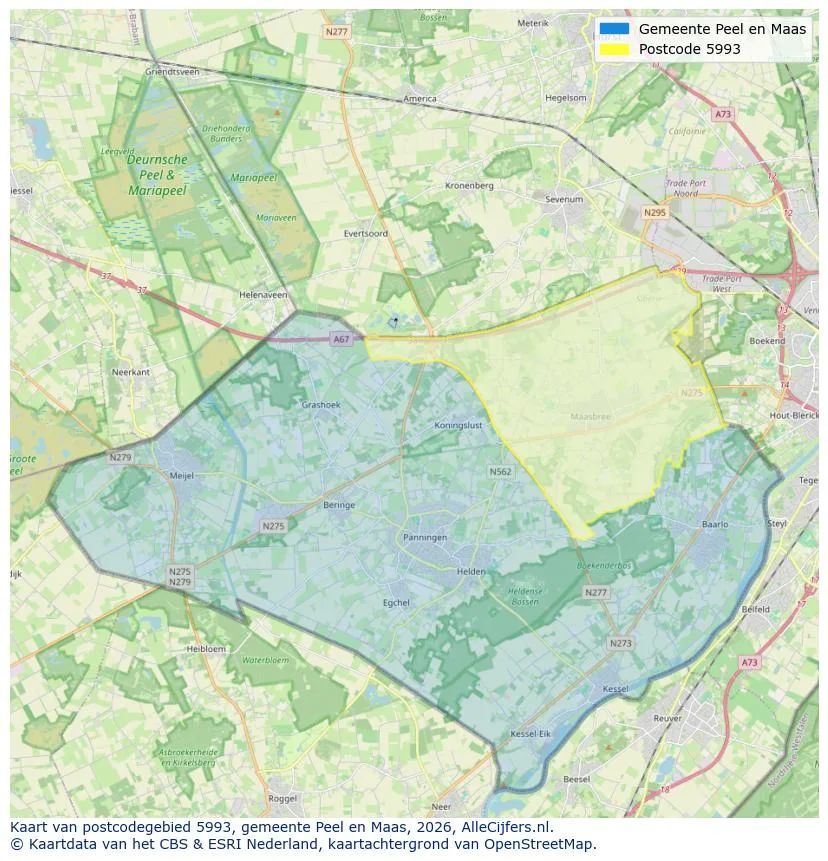 Postcodekaart voor 5993