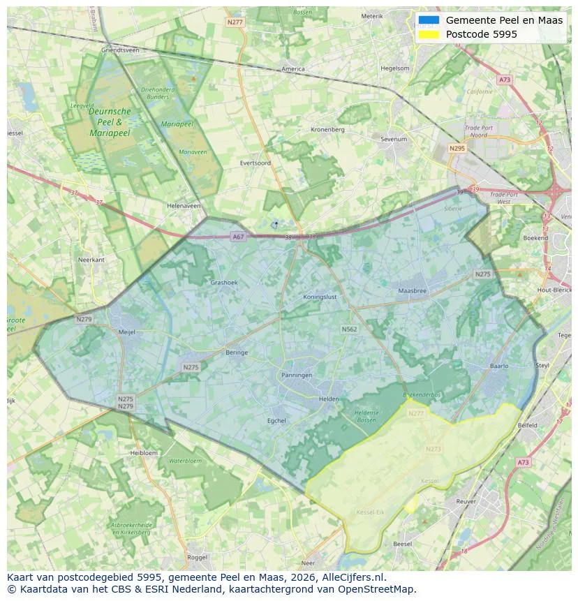 Postcodekaart voor 5995