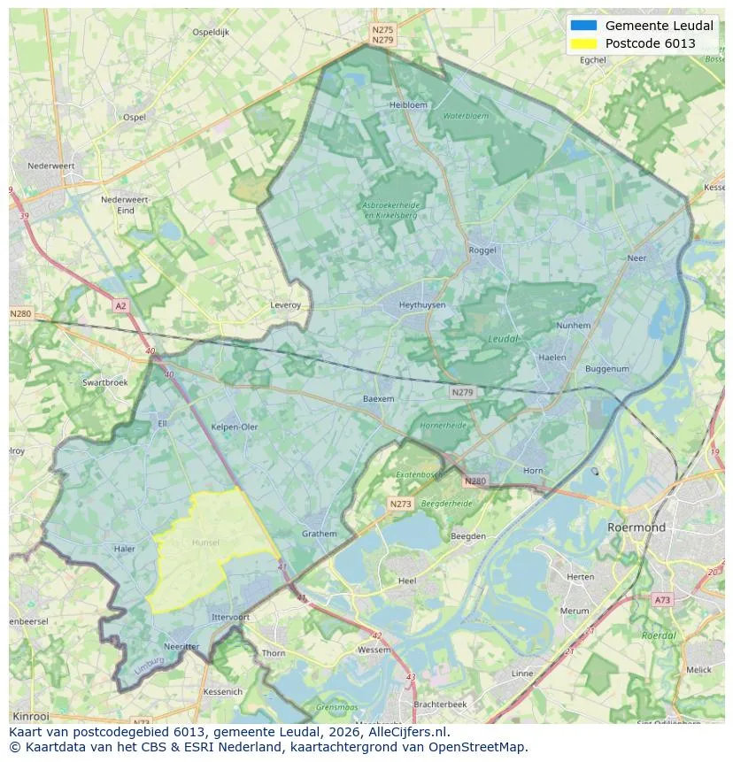 Postcodekaart voor 6013