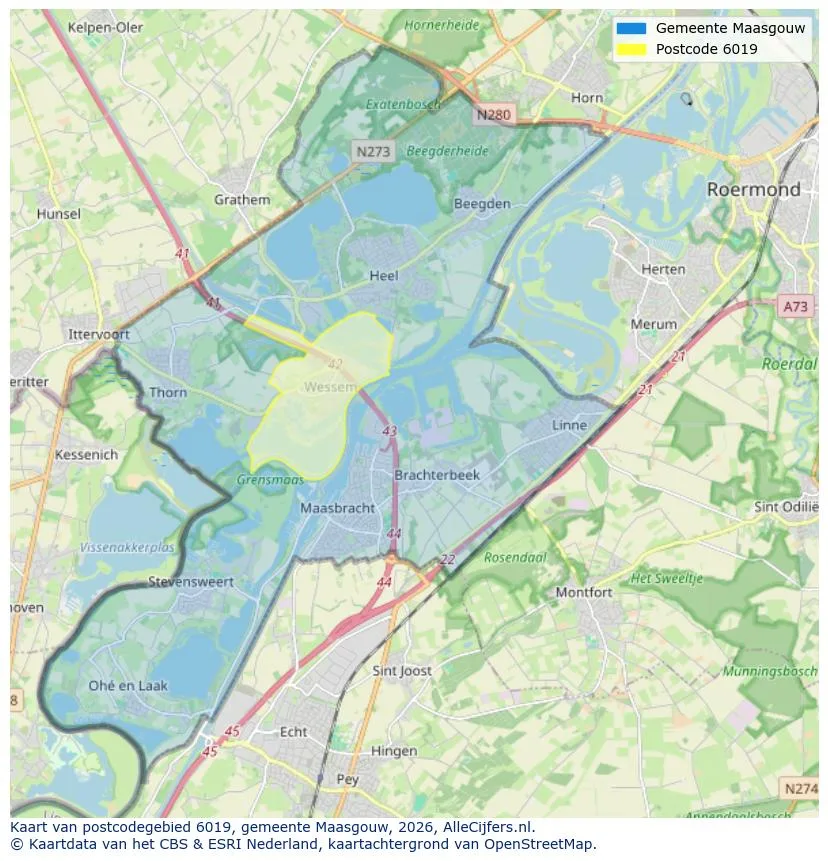Mapa de códigos postales para 6019