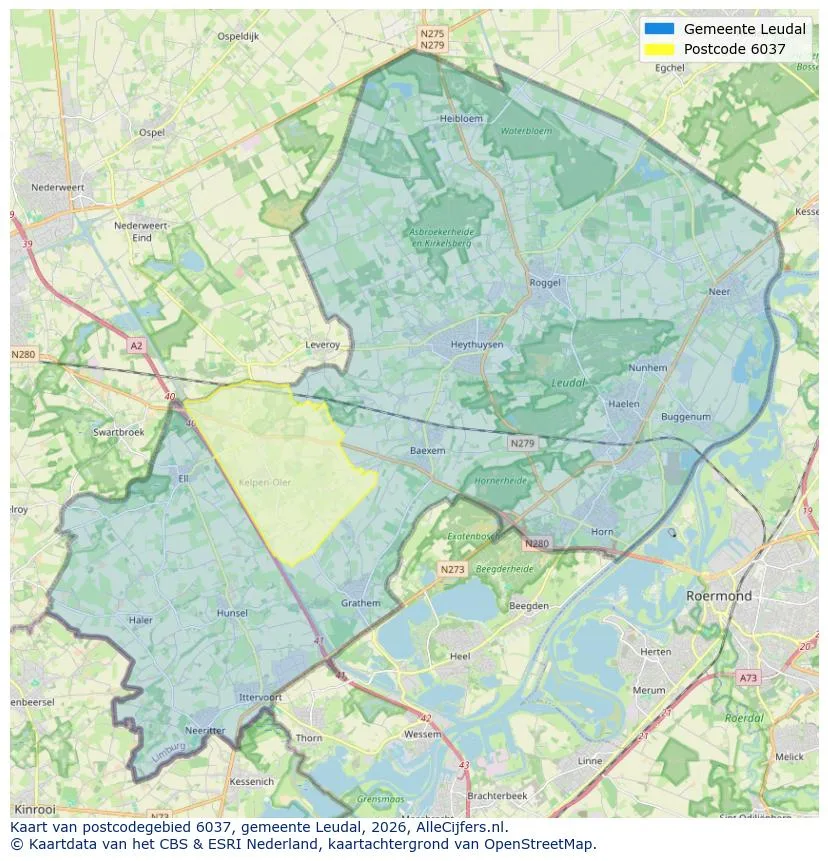 Postcodekaart voor 6037