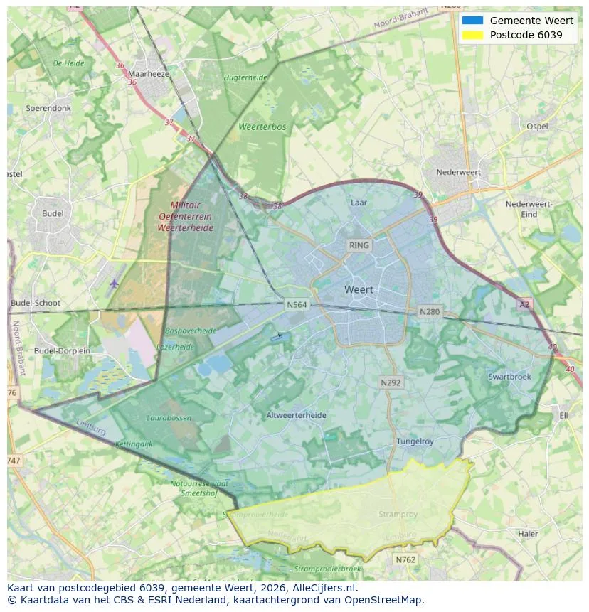 Postcodekaart voor 6039