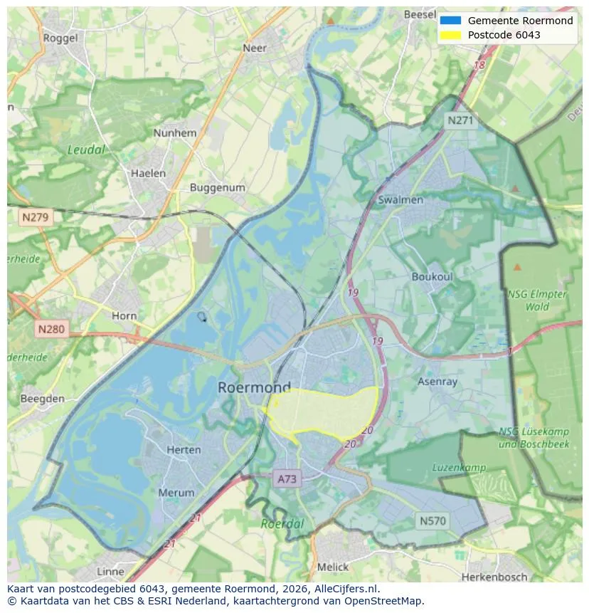 Postcodekaart voor 6043