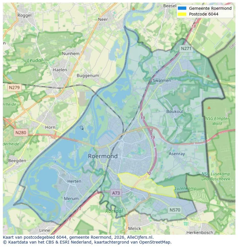 Postcodekaart voor 6044