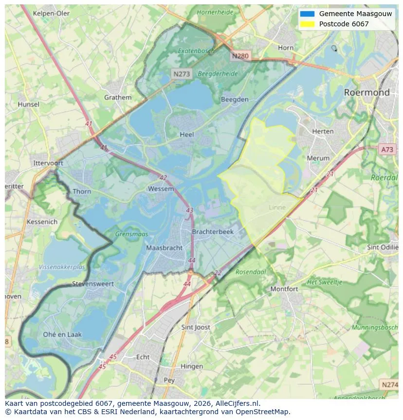 Mapa de códigos postales para 6067