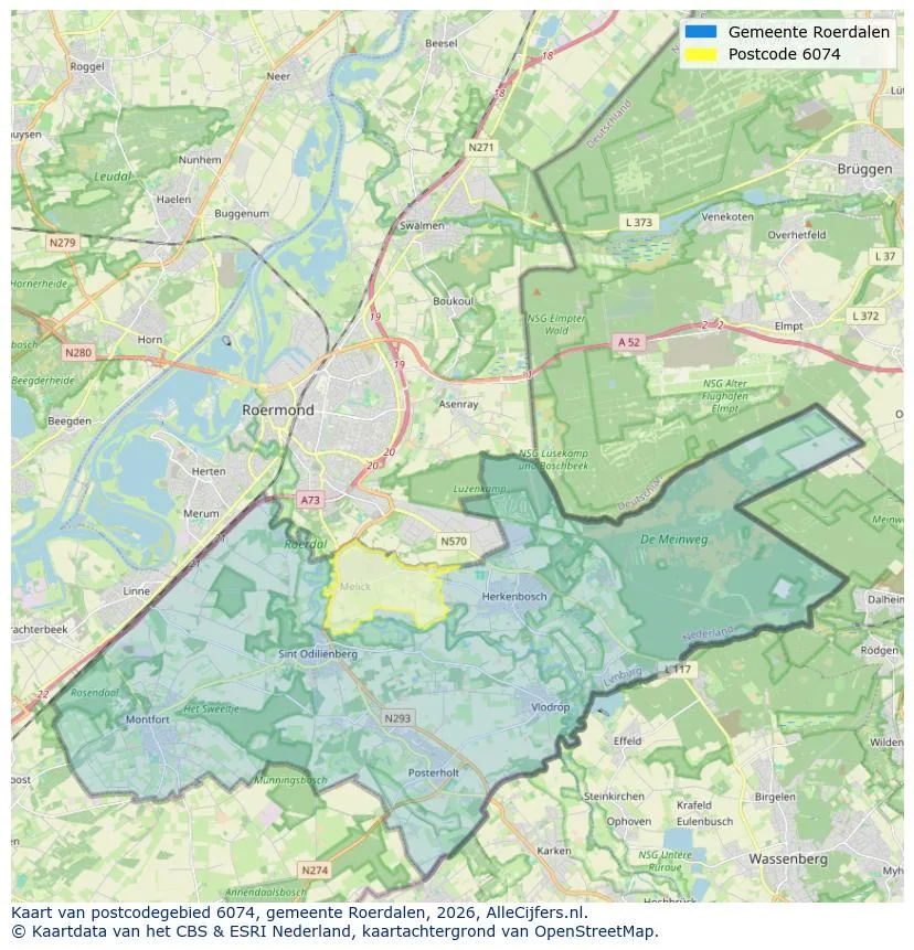 Postcode map for 6074
