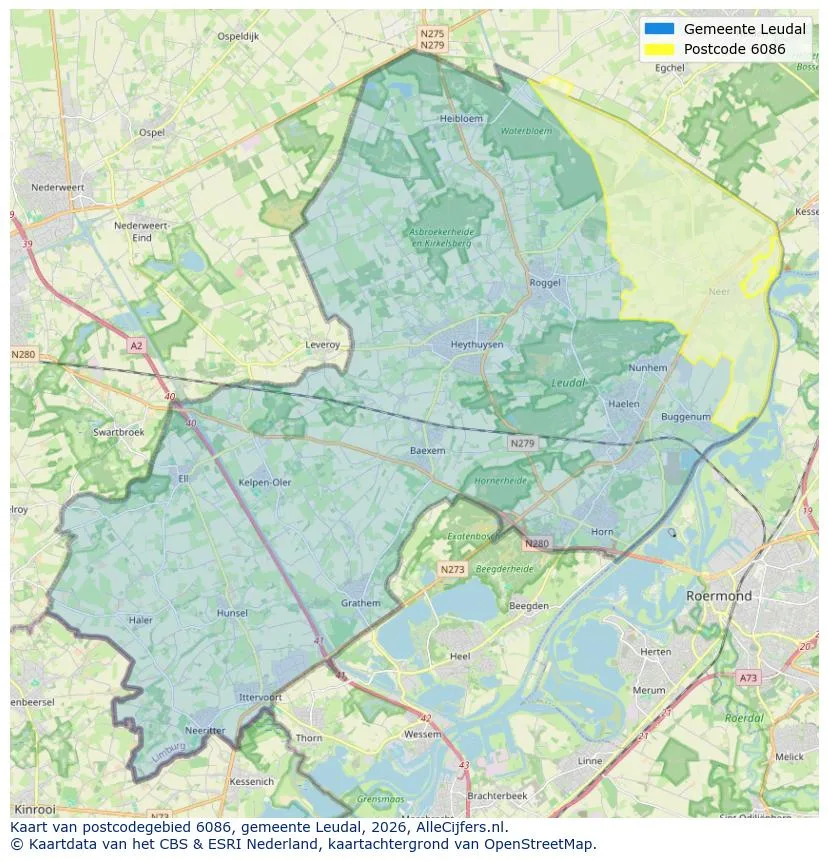 Mapa de códigos postales para 6086