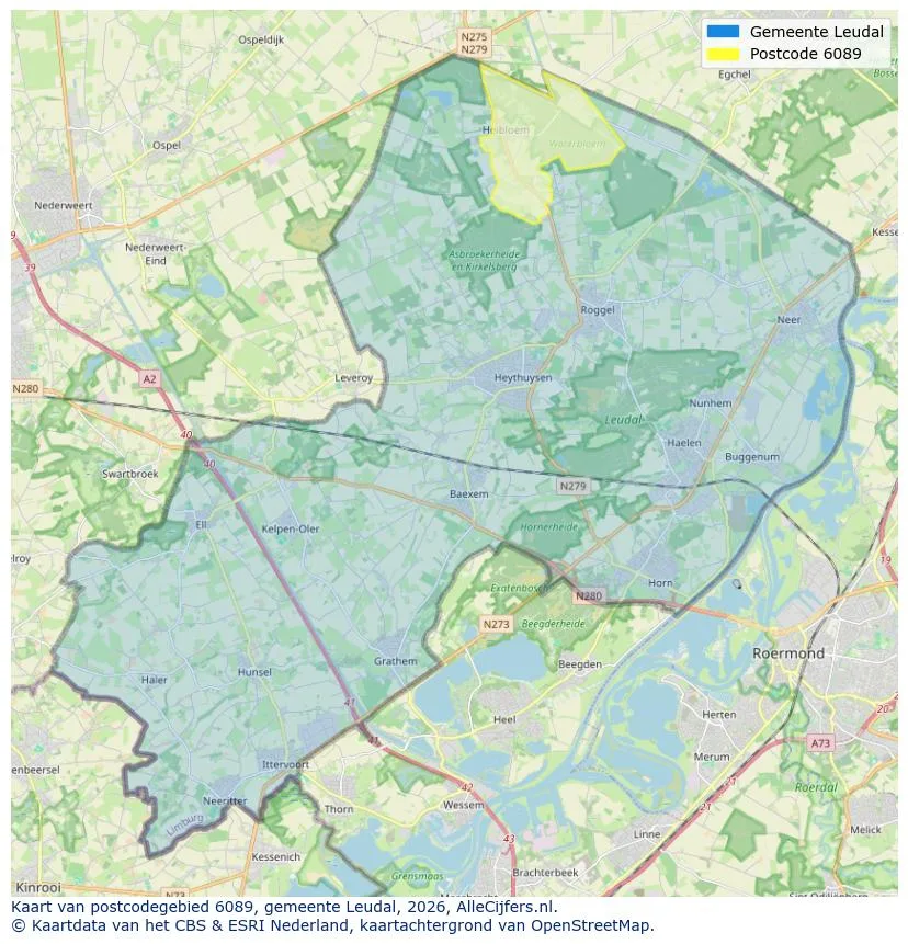 Postcodekaart voor 6089