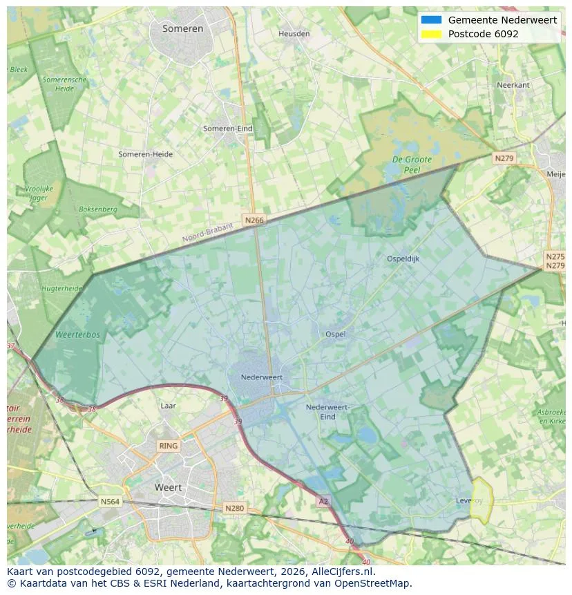 Postcodekaart voor 6092