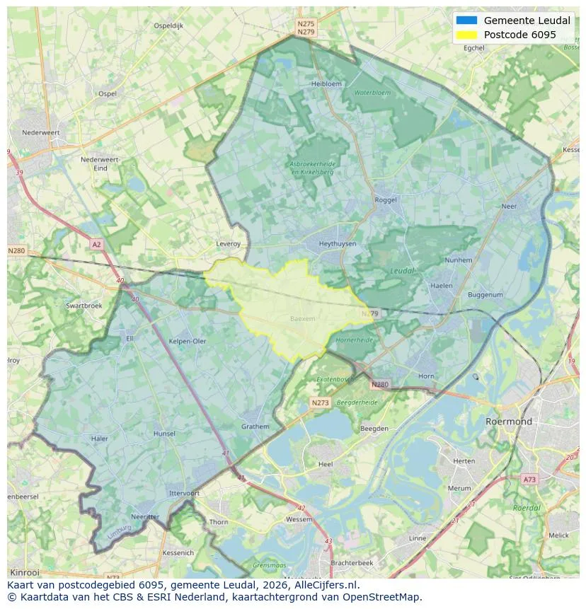 Mapa de códigos postales para 6095