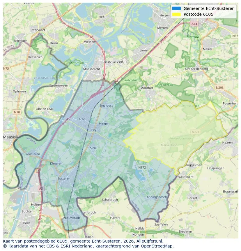 Postcodekaart voor 6105