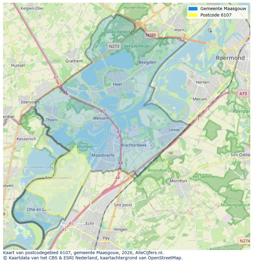Postcodekaart voor 6107