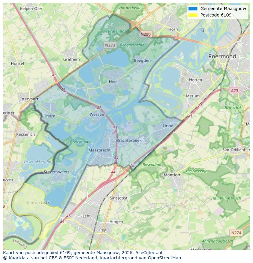 Postcodekaart voor 6109