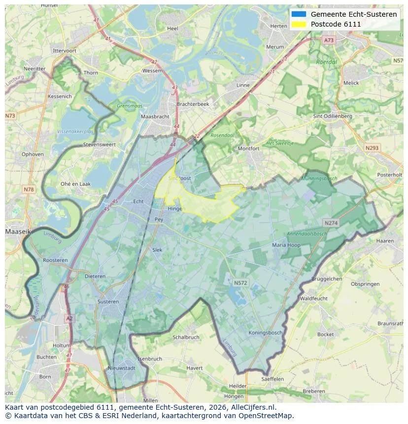 Mapa de códigos postales para 6111