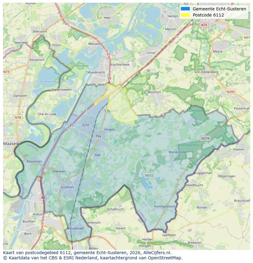 Postcodekaart voor 6112