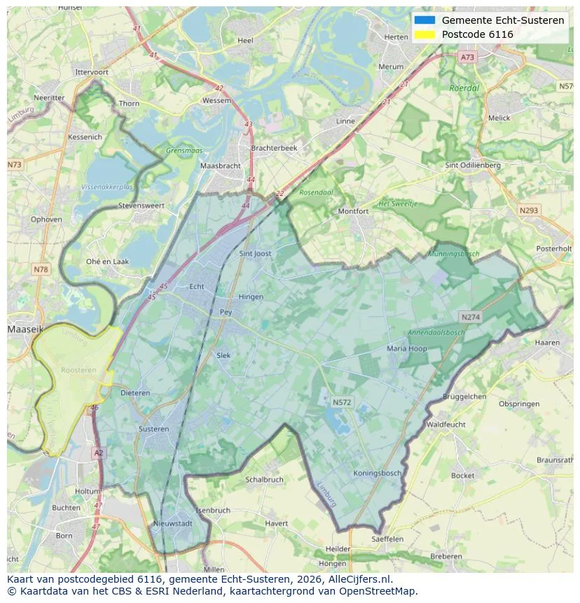 Mapa de códigos postales para 6116