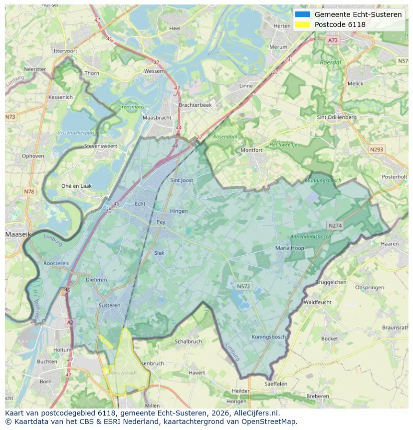 Postcodekaart voor 6118