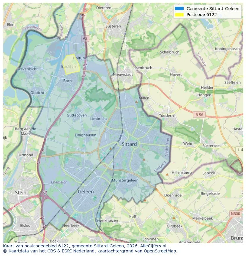 Mapa de códigos postales para 6122