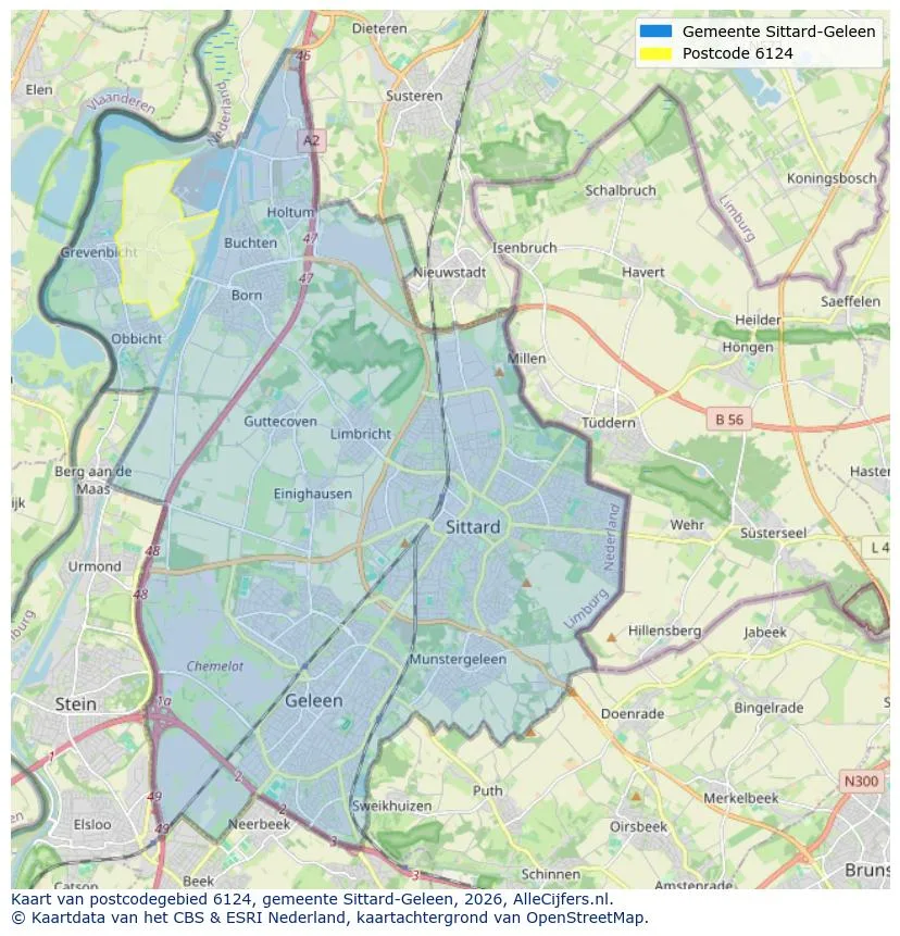 Postcodekaart voor 6124