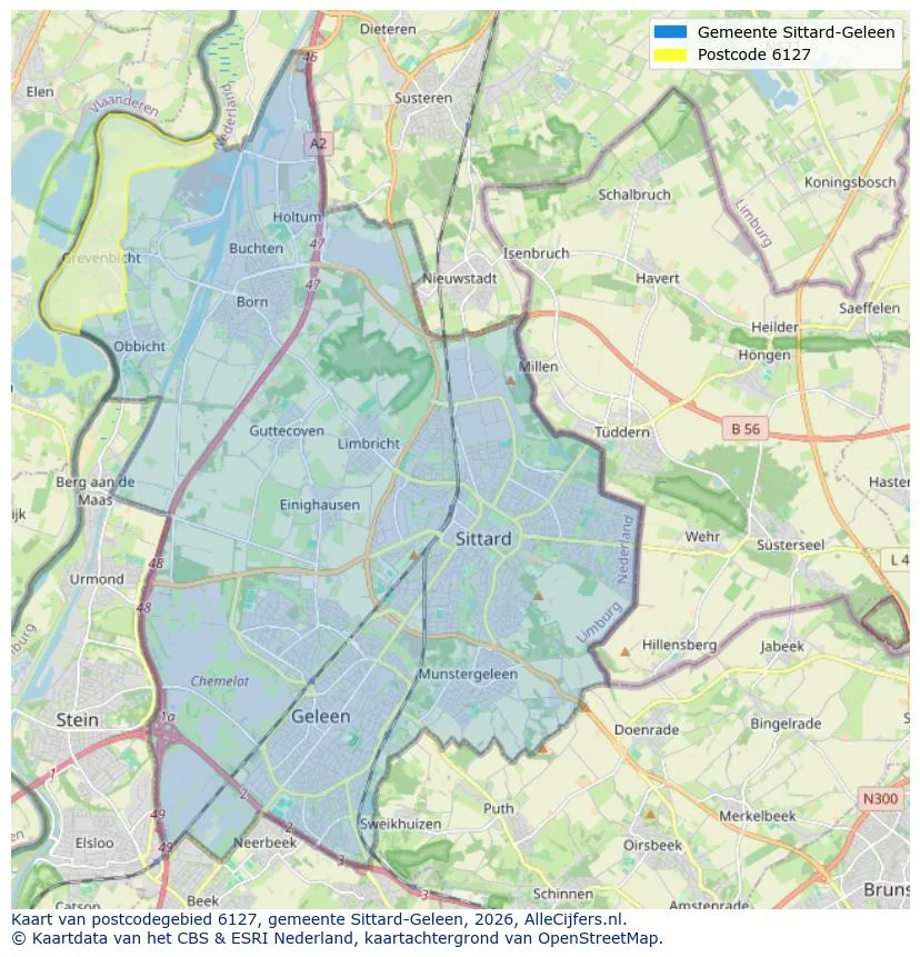 Mapa de códigos postales para 6127