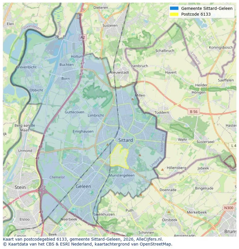 Mapa de códigos postales para 6133