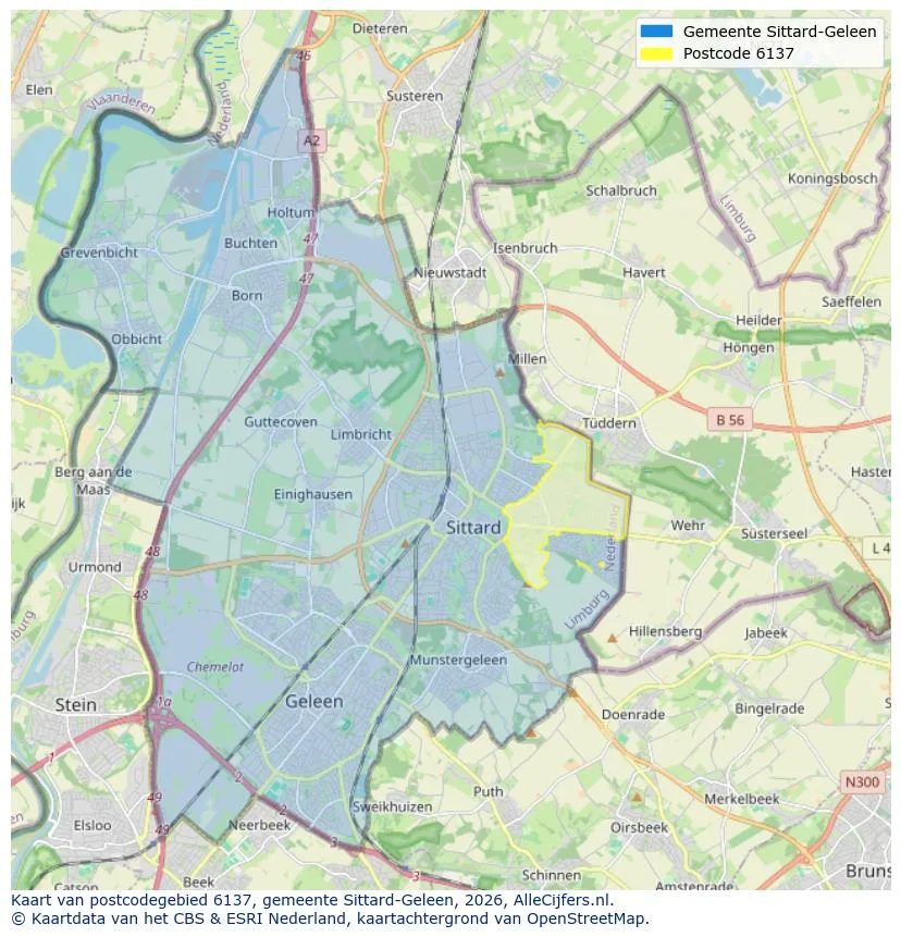 Postcodekaart voor 6137