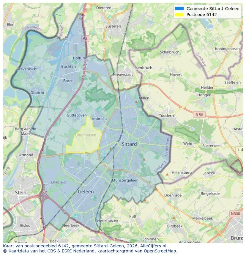 Postcodekaart voor 6142
