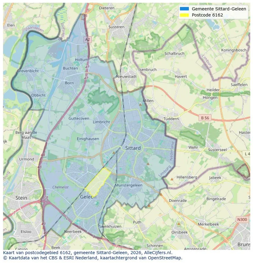 Mapa de códigos postales para 6162