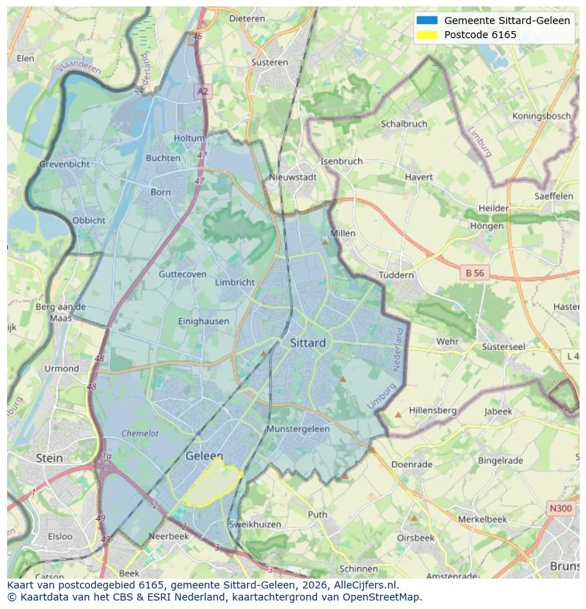 Postcodekaart voor 6165