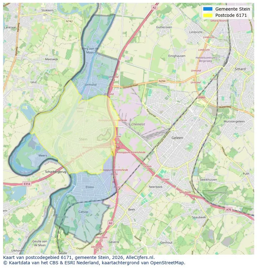 Postcodekaart voor 6171