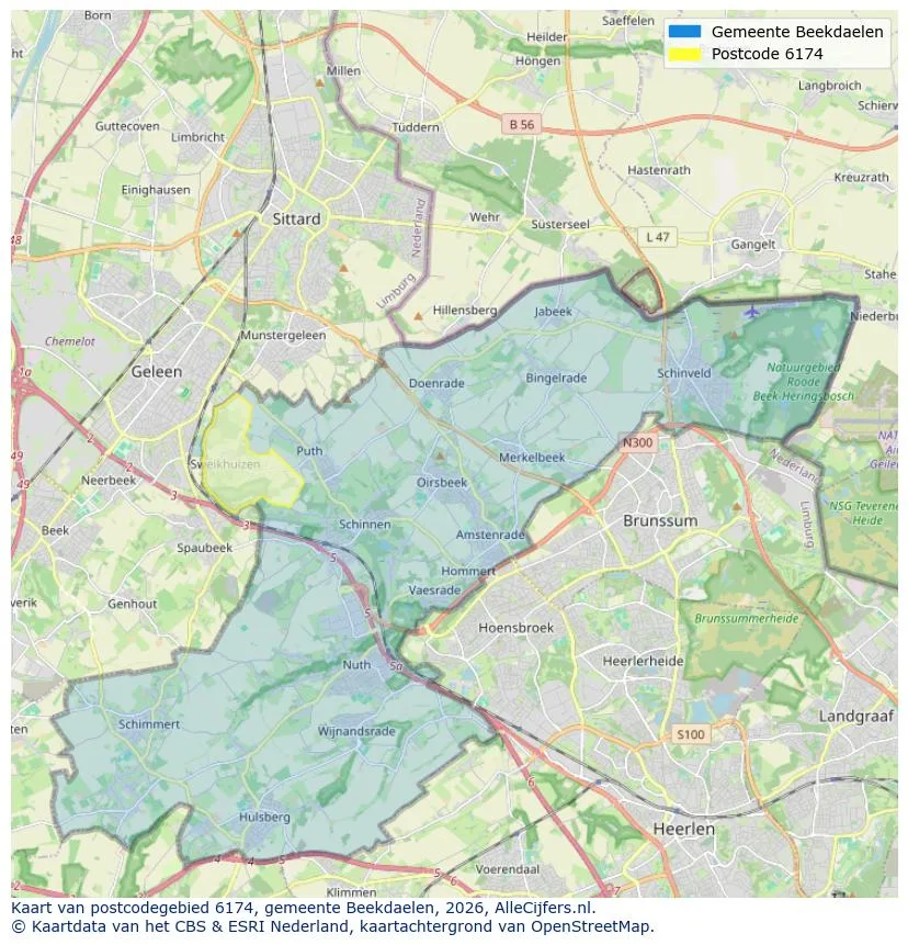 Postcodekaart voor 6174