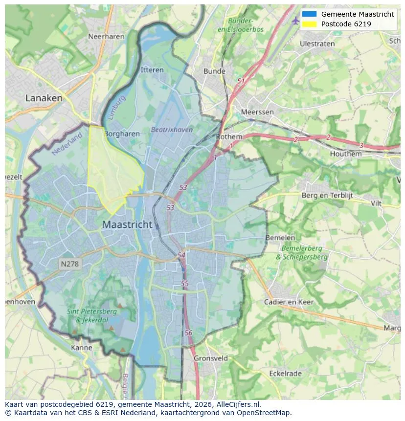 Postcodekaart voor 6219