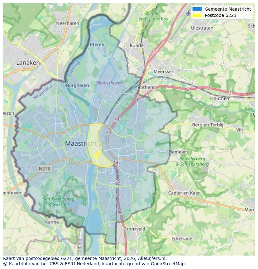 Mapa de códigos postales para 6221