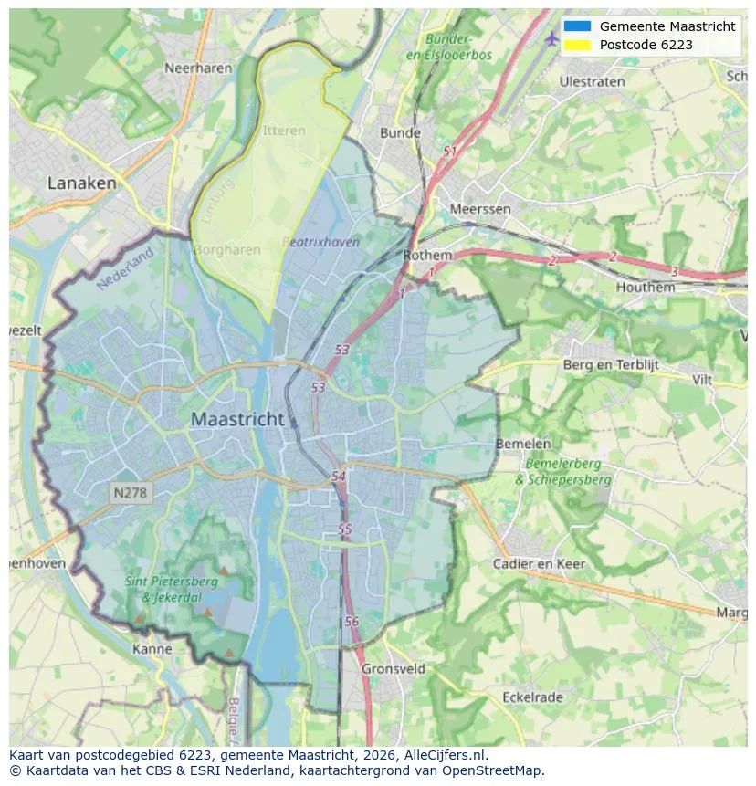 Postcodekaart voor 6223