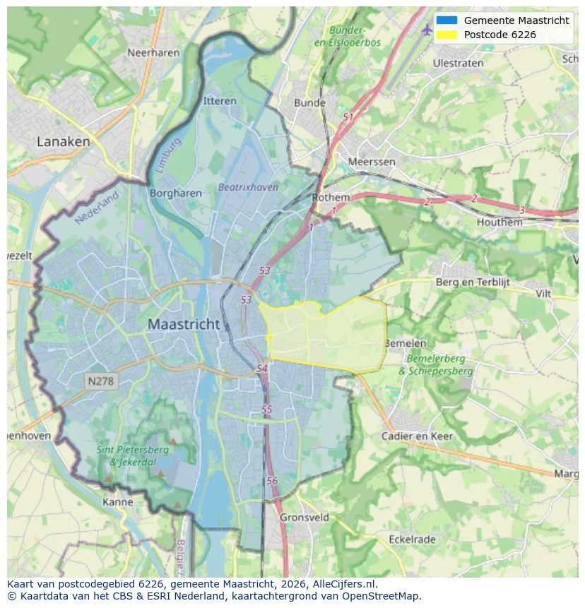 Mapa de códigos postales para 6226