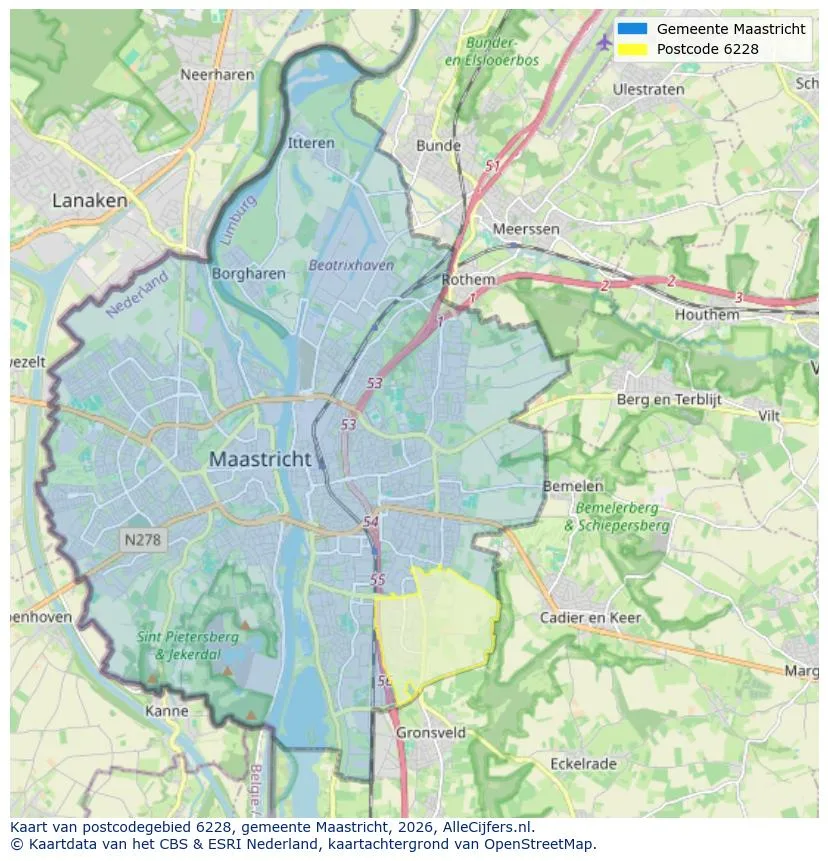 Postcodekaart voor 6228