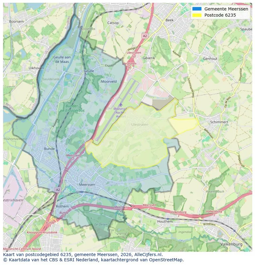 Postcodekaart voor 6235