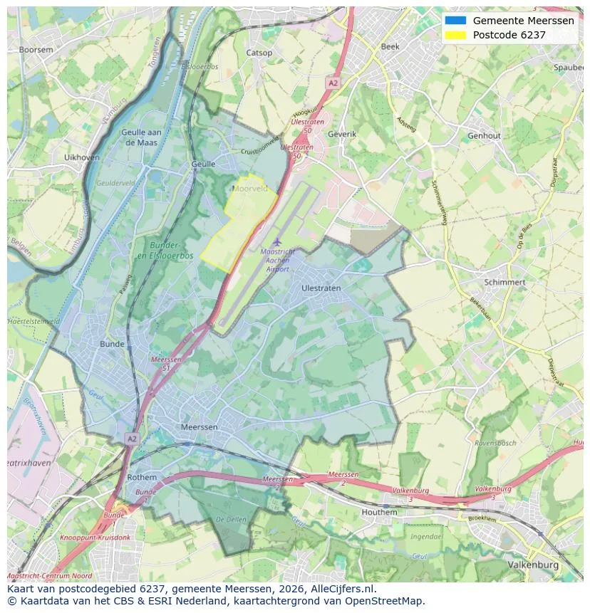 Postcodekaart voor 6237
