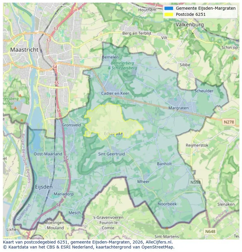 Mapa de códigos postales para 6251