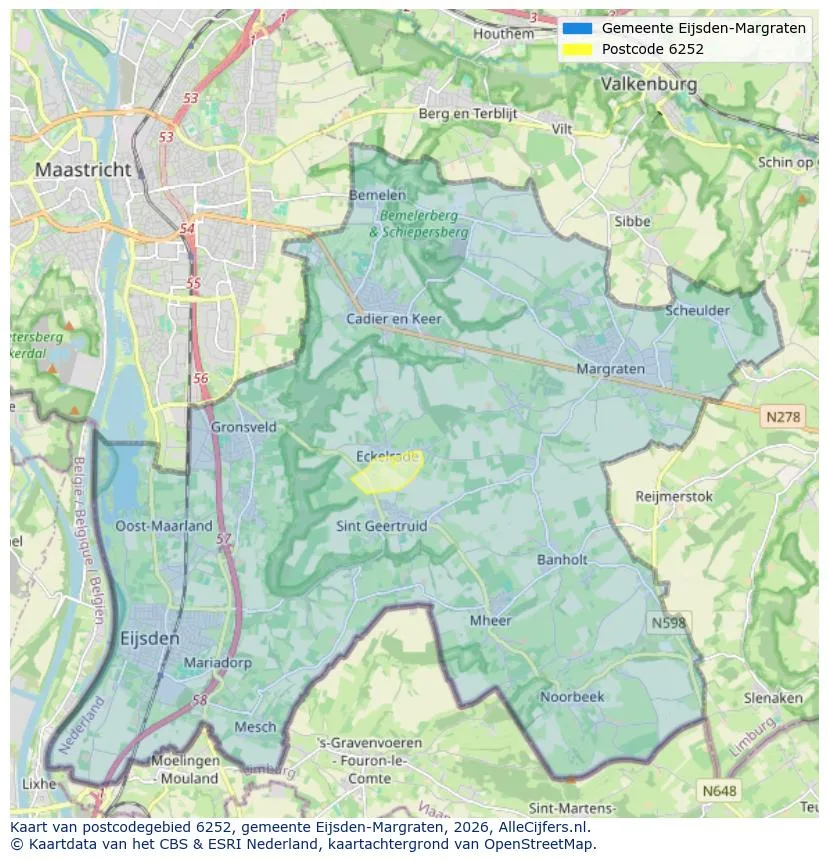 Postcodekaart voor 6252