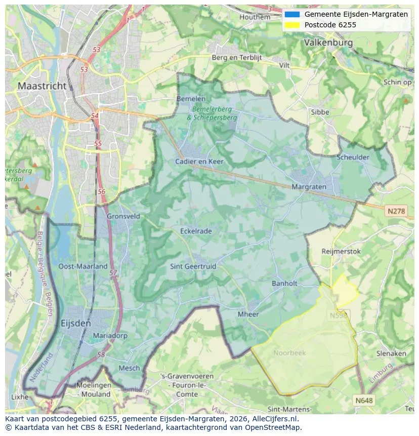 Postcodekaart voor 6255