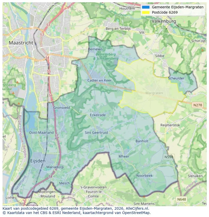 Postcodekaart voor 6269