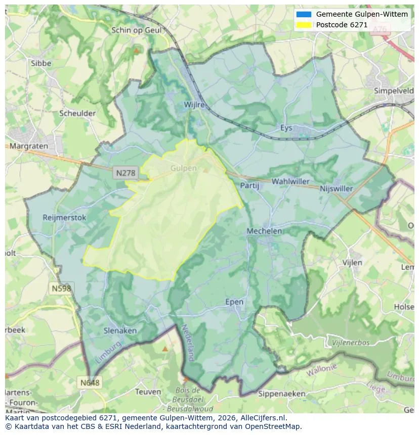 Mapa de códigos postales para 6271