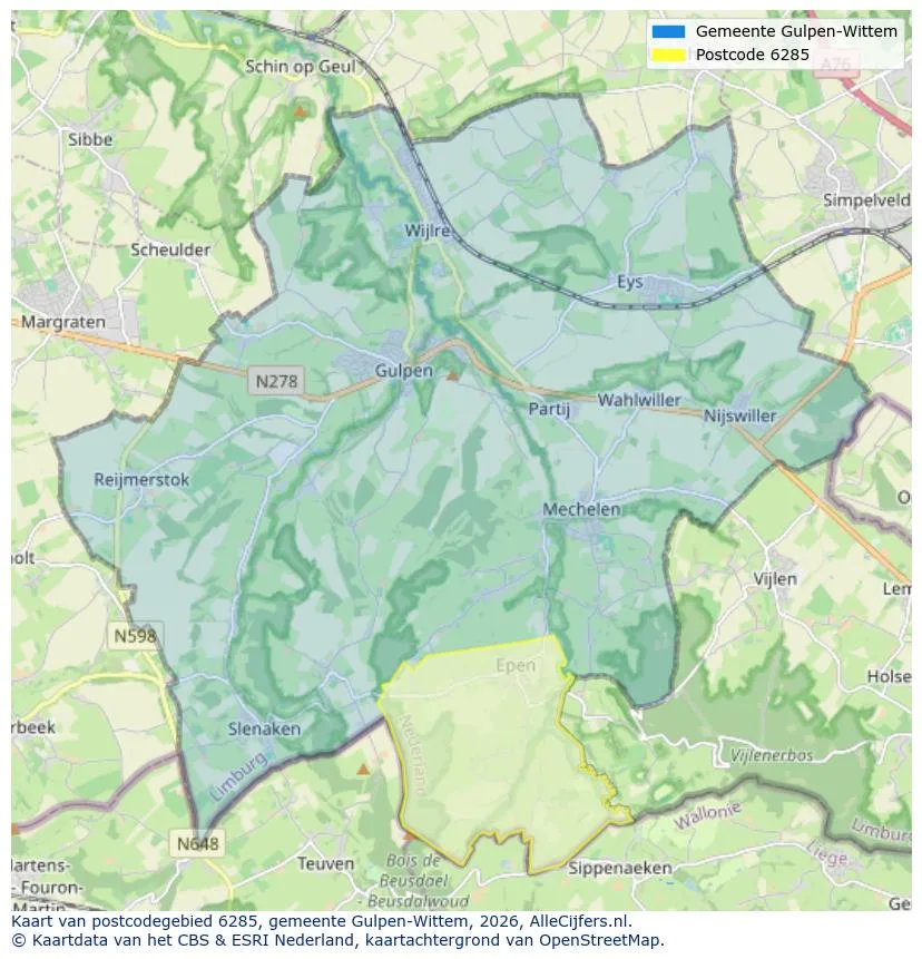 Postcodekaart voor 6285